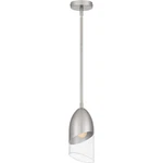 Brushed Nickel One Light Mini Pendant From The Haynes Collection. Fixed Price $159.99.