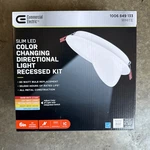 Commercial Electric 6 Color Changing Directional Light Recessed Kit. Fixed Price $19.99.