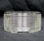 1 Round Art Deco Clear Glass Ribbed Powder Or Trinket Jar 3.5" Base. Fixed Price $8.00.