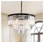 Siljoy 6-LIGHTS Black Crystal Chandeliers 20 In. Dimmable Ceiling Pendant. Fixed Price $152.95.