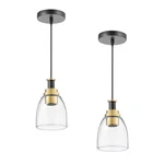 New 1-LIGHT Pendant LIGHT,2 Pack,kitchen Island Lights W/clear Glass Shade &. Fixed Price $38.10.