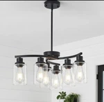 6-LIGHT Modern Black Chandelier Contemporary Dining Room Fixture. Fixed Price $80.00.