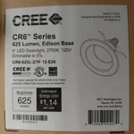 Cree CR6-625L-27K-12-E26 2700K 6" Led Recessed Downlight Lumen Dimmable. Fixed Price $54.99.