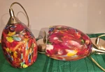 1-PAIR Art Glass Hanging Pendant Lamp With Wiring And Mount. Fixed Price $120.00.