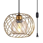 Ylong-zs Gold Small Hanging Glass Lamps, Plug-in Dimmable Pendant Lighting Fo.... Fixed Price $71.22.
