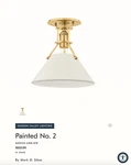 Hudson Valley Painted NO.2 Semi Flush Mount Aged Brass/off-white Light Pendant. Fixed Price $350.00.
