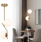 Seeu Brass Pendant Lighting 2 Chandelier Gold Globe Fixture. Fixed Price $12.50.