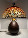 Quoizel Fossil Stone Table Lamp Polished Agate Mosaic Shade Dome Rare Large. Fixed Price $875.00.