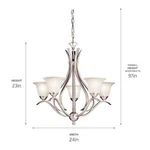New Kichler Dover 24 2020NI Chandelier Brushed Nickel 5-LIGHT Candelabra White. Fixed Price $100.00.
