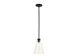 Globe Electric Gizele 1-LIGHT Matte Black Pendant With Seeded Glass Shade. Fixed Price $39.99.
