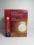 New Open Box Portfolio Interior Ceiling Light Fixture White Finish Glass. Fixed Price $18.05.