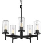 Golden Lighting Winslett Chandelier, Black/ribbed Clears 7011-5BLK-CLR. Fixed Price $329.99.