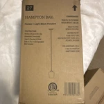 Hampton Bay Pavlen 1-LIGHT Matte Black Pendant, Clear Glass, Adjustable. Fixed Price $20.99.