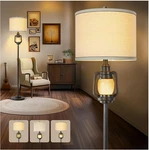 Vintage Floor Lamp With Linen Shade - Industrial Tall Standing Light For Home. Fixed Price $133.99.