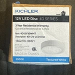Kichler 4D12V30WHT Led Under Cabinet Puck Light - 3000K Textured White. Fixed Price $18.99.