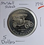 1996 Marshall Islands $5 Dollars Classic Cars Model T Ford Copper-nickel Km# 314. Fixed Price $19.99.