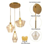 3-LIGHT Chandelier Ceiling Lights Glass Champagne Gold Hanging Pendant Loft Lamp. Fixed Price $133.86.