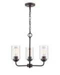 Rubbed Bronze Three Light Chandelier From The Moven Collection. Fixed Price $175.90.