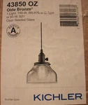 Kichler 43850OZ Avery 1-LIGHT 8" Pendant W Seeded Glass Bell Shade Olde Bronze. Fixed Price $131.22.