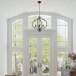 Kira Home Atwood 23" 4-LIGHT Farmhouse Pendant Chandelier, Gray Oak/black. Fixed Price $47.96.