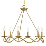 Bellevue SHCH55517 6 Light 28"W Taper Candle Style Chandelier - Brass. Fixed Price $436.00.