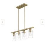 Hampton Bay Regan 4-LIGHT Gold Chandelier W/ Clear Glass Shades. (retail $197). Fixed Price $50.00.