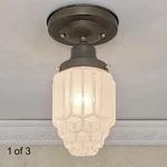 750AZ Antique Vintage 30'S 40S Art Deco Glass Ceiling Light Lamp Fixture Porch. Fixed Price $215.00.
