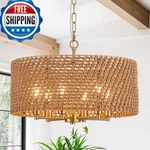 Yomecoo Hand-woven Rattan Chandelier Vintage Farmhouse Boho Bamboo Golden. Fixed Price $282.61.