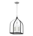 Progress Lighting Abner Mill 4 Brushed Nickel Chandelier Black Accents. Fixed Price $68.36.