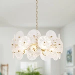 New Lotus Leaves Crystal Chandeliers Gold Pendant Lighting Hanging Ceiling Lamps. Fixed Price $211.06.