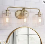 Durent Lighting Gold Vanity Light, 3 Lights Bathroom Fixture. Fixed Price $38.00.