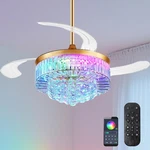 42" Retractable Crystal Fandelier Ceiling With Remote & Rgb Dimmable Light. Fixed Price $183.99.