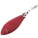 925 Silver Teardrop South Pacific Red Sponge Coral Sterling Pendant, 3". Fixed Price $26.95.