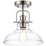 Zlepmlla Flush Mount Ceiling Light Brushed Nickel Clear Glass E26 Base. Fixed Price $92.97.