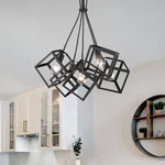 Golden Lighting Cassio 28" Matte Black Metal 5-LIGHT Geometric Pendant. Fixed Price $389.99.