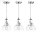 Hukoro 3-PACK 1-LIGHT Brushed Nickle Mini Pendant F82253-BN. Fixed Price $43.16.