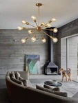Modern Brass Old-fashioned 12 Light Sputnik Chandeliers Industrial Dining Hall. Fixed Price $149.00.