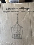 Seaside Village 76189 4 Light Chandelier Black Coastal Farmhouse Ceiling 60W E12. Fixed Price $28.00.