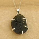 Real Moldavite Crystal 925 Sterling Silver Handmade Pendant. Fixed Price $48.00.