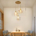 3-LIGHT Chandelier Ceiling Lights Glass Champagne Gold Hanging Pendant Loft Lamp. Fixed Price $135.22.