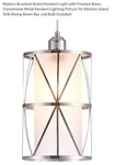 Modern Mini 9.5" Pendant Light Brushed Nickel Finish W/ Frosted Glass Shade. Fixed Price $29.00.