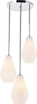 Gene 3-LIGHT Chrome And Frosted White Pendant Lamp. Fixed Price $365.00.
