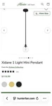 Hunter Xidane 1-LIGHT Matte Black Crystal Pendant W/clear Glass Shades. Fixed Price $99.00.