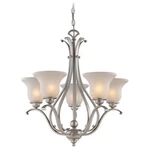 Vaxcel Monrovia Light Chandelier, Nickel/frosted Seeded Glass - CH35405BN. Fixed Price $377.99.