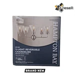 Hampton Bay Myles 5-LIGHT Reversible Chandelier Brushed Nickel Clear Glass Shade. Fixed Price $59.90.
