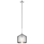 Kichler Tabot Pendant 1LT 10.5X16.75", Chrome, Smoke With Edge - 43354CH. Fixed Price $289.99.