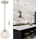 3 Seeded Glass Globe Pendant 6" Brushed Nickel Kitchen Island. Fixed Price $119.96.