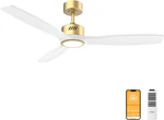 52" White Ceiling Fan With Light, Remote Control, Dimmable, 6 Speeds, Quiet. Fixed Price $133.99.
