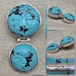 Vintage Sterling Silver 925 Turquoise Stone Faces Hooked Pendant Only. Fixed Price $79.95.