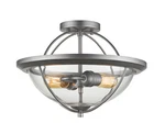 Z-lite 3000SF Persis 2 Light 15"W Semi-flush Mount Ceiling Silver. Fixed Price $157.70.